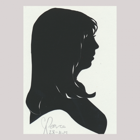 
        Front of silhouette, with girl looking right.